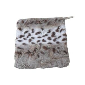 Unbranded Faux‎ Fur Leopard Print Plush Square 8x8 Tan Brown White Nursery Decor